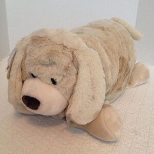 Plush Brown Dog Stuffed Pillow And Blanket Set